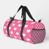 Rosa Weiße Liebe Herzdesign Duffle Bag (Rechte Ecke)