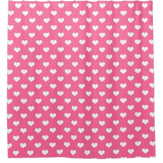 Rosa Weiße Liebe Herzdesign Duschvorhang (Vorderseite)