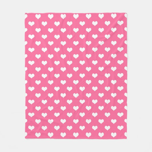 Rosa Weiße Liebe Herzdesign Fleecedecke (Vorderseite)