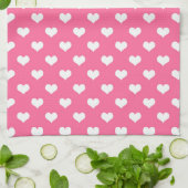 Rosa Weiße Liebe Herzdesign Geschirrtuch (Gefaltet)