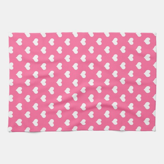 Rosa Weiße Liebe Herzdesign Geschirrtuch (Horizontal)