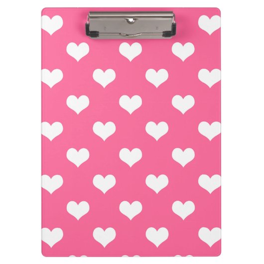 Rosa Weiße Liebe Herzdesign Klemmbrett (Vorderseite)