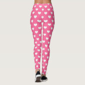 Rosa Weiße Liebe Herzdesign Leggings (Rückseite)