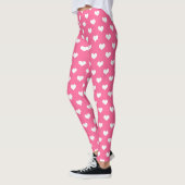 Rosa Weiße Liebe Herzdesign Leggings (Links)