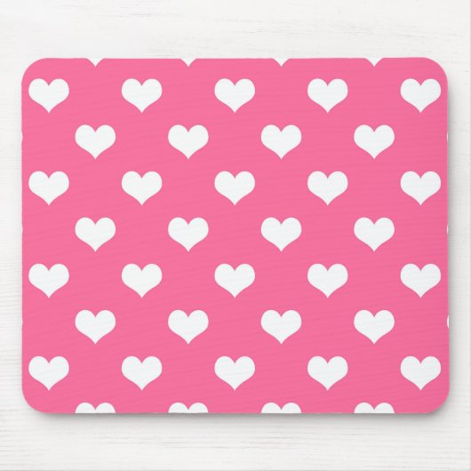 Rosa Weiße Liebe Herzdesign Mousepad (Vorne)