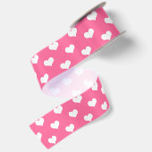 Rosa Weiße Liebe Herzdesign Satinband (Rückseite)