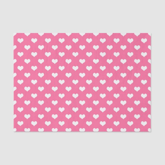 Rosa Weiße Liebe Herzdesign Seidenpapier (Vorderseite)