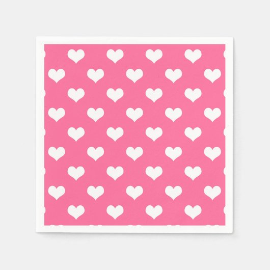 Rosa Weiße Liebe Herzdesign Serviette (Vorderseite)