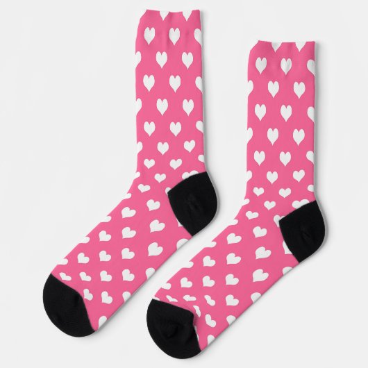 Rosa Weiße Liebe Herzdesign Socken (Linkes Detail)