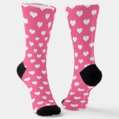 Rosa Weiße Liebe Herzdesign Socken (Gewinkelt)