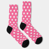 Rosa Weiße Liebe Herzdesign Socken (Rechts)