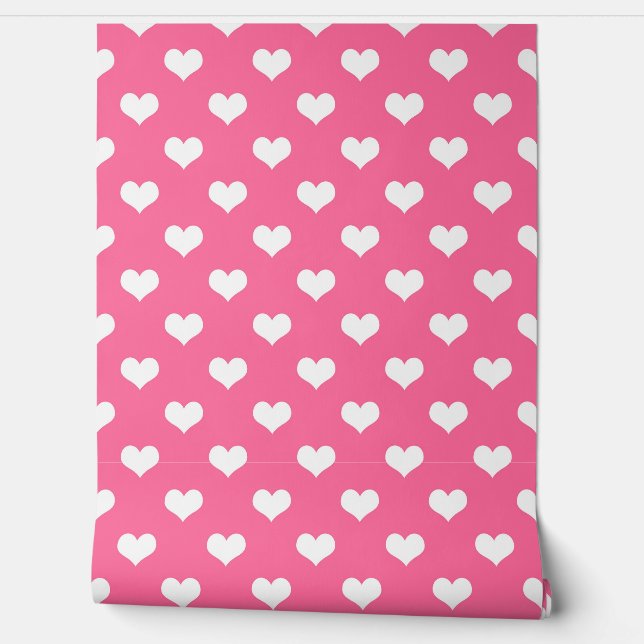 Rosa Weiße Liebe Herzdesign Tapete (Abrollen)