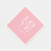 Rosa, weiße LIEBE Napkins Serviette (Ecke)