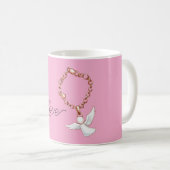 Rosa Weiße Liebes Engel Kaffeetasse (VorderseiteRechts)