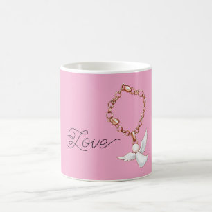 Rosa Weiße Liebes Engel Kaffeetasse