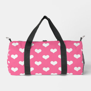 Rosa Weiße Liebevolle Herzen Design  Duffle Bag