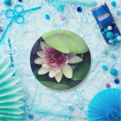 Rosa, Weiße Lilly, Lotus Blume Papierplatte Pappteller (Party)