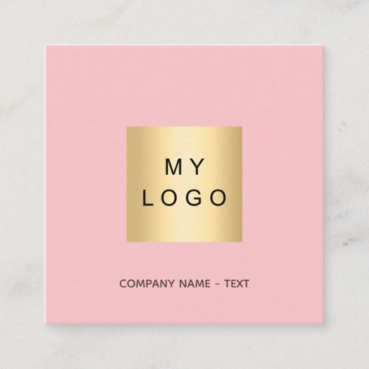 Rosa weiße Logonummer QR Quadratische Visitenkarte (Vorderseite)