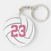 Rosa weiße Mannschaft spielt Mädchen Volleyball Schlüsselanhänger (Rückseite)
