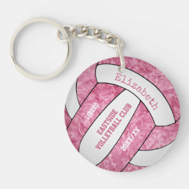 Rosa weiße Mannschaft spielt Mädchen Volleyball Schlüsselanhänger