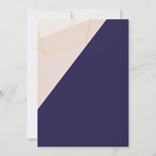 Rosa, weiße Marineblau & Goldgeometrie speichern d Einladung (Rückseite)