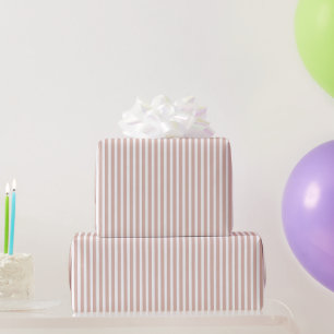 Rosa Weiße Mittelgroße Streifen Geburtstag Geschenkpapier