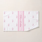 Rosa-weiße Monogramm-Initialnamen Badhandtuch Set (Handtuch)
