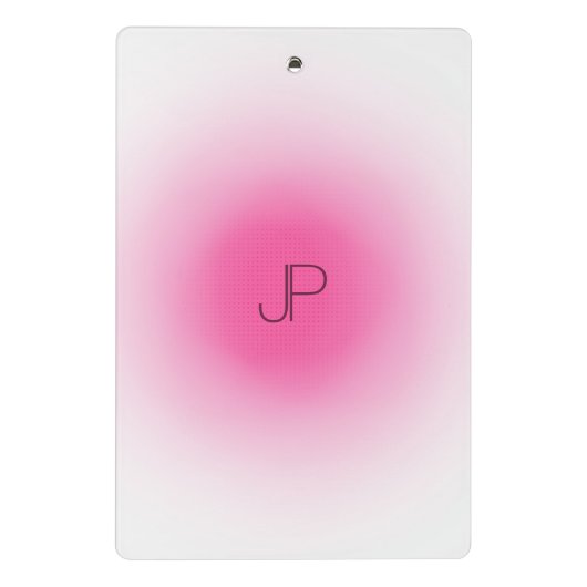 Rosa, weiße Monogramm Moderne elegante Vorlage Mini Klemmbrett (Rückseite)