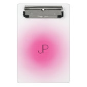 Rosa, weiße Monogramm Moderne elegante Vorlage Mini Klemmbrett (Vorderseite)