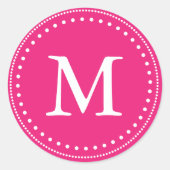 Rosa-weiße Monogramm-Umschlag Aufkleber (Vorderseite)