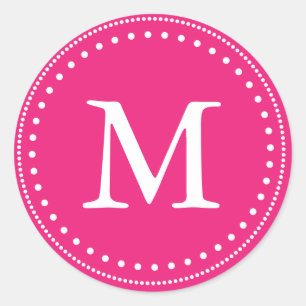 Rosa-weiße Monogramm-Umschlag Aufkleber