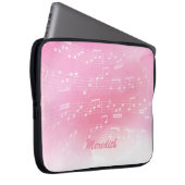Rosa-weiße Musiknoten und benutzerdefinierte Monog Laptopschutzhülle (Vorne Rechts)