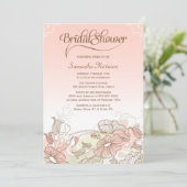 Rosa-weiße Ober-Blumendusche Einladung (Stehend Vorderseite)