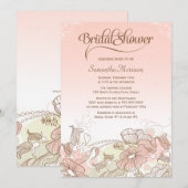 Rosa-weiße Ober-Blumendusche Einladung (Vorne/Hinten)