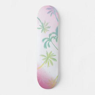 Rosa, weiße Oppelpalmen, tropischer Skateboard