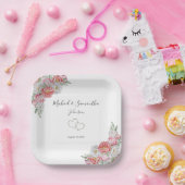 Rosa-weiße Peony-Hochzeit Pappteller (Party)