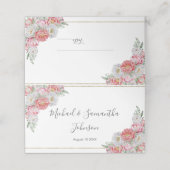 Rosa-weiße Peony-Hochzeit Platzkarte (Außenseite Aufgefaltet)