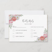 Rosa-weiße Peony-Hochzeit RSVP Karte (Vorderseite)