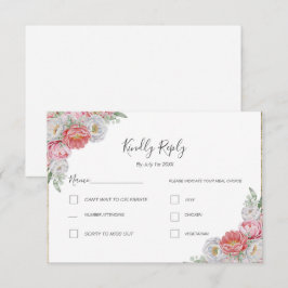 Rosa-weiße Peony-Hochzeit RSVP Karte