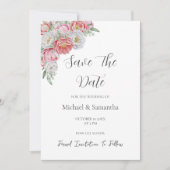 Rosa-weiße Peony-Hochzeit Save The Date (Vorderseite)