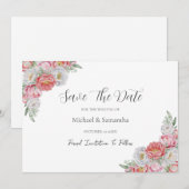 Rosa-weiße Peony-Hochzeit Save The Date (Vorne/Hinten)