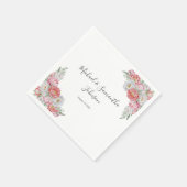 Rosa-weiße Peony-Hochzeit Serviette (Ecke)