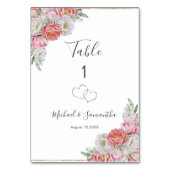 Rosa-weiße Peony-Hochzeit Tischnummer (Rückseite)