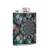 Rosa, weiße Perle, Blumenmandala Flachmann (Rechts)