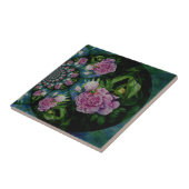 Rosa, weiße Perle, Blumenmandala Fliese (Seite)