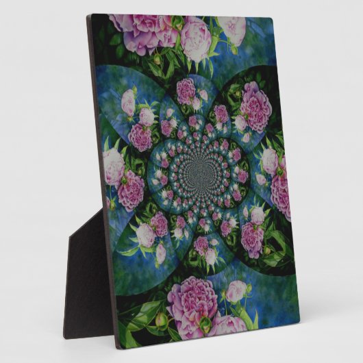 Rosa, weiße Perle, Blumenmandala Fotoplatte (Seite)