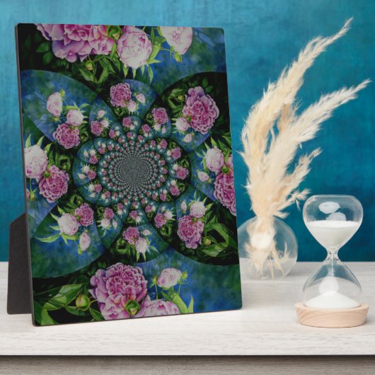 Rosa, weiße Perle, Blumenmandala Fotoplatte (Seite)