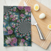 Rosa, weiße Perle, Blumenmandala Geschirrtuch (Viertel Falte)