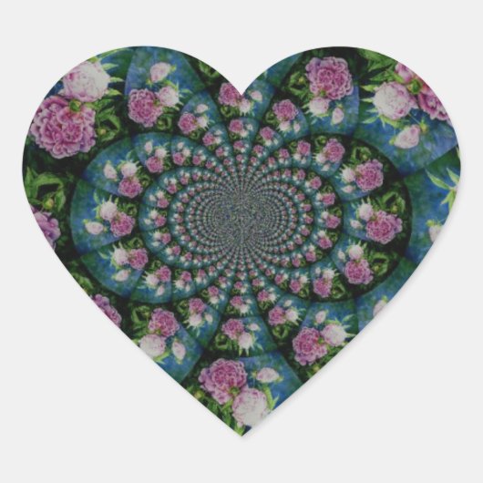Rosa, weiße Perle, Blumenmandala Herz-Aufkleber (Vorderseite)