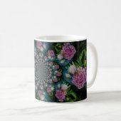 Rosa, weiße Perle, Blumenmandala Kaffeetasse (VorderseiteRechts)